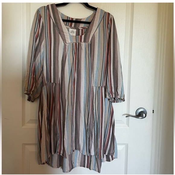 Knox Rose rayon dress/tunic in cream with neutral stripes in XL EUC - Picture 1 of 2